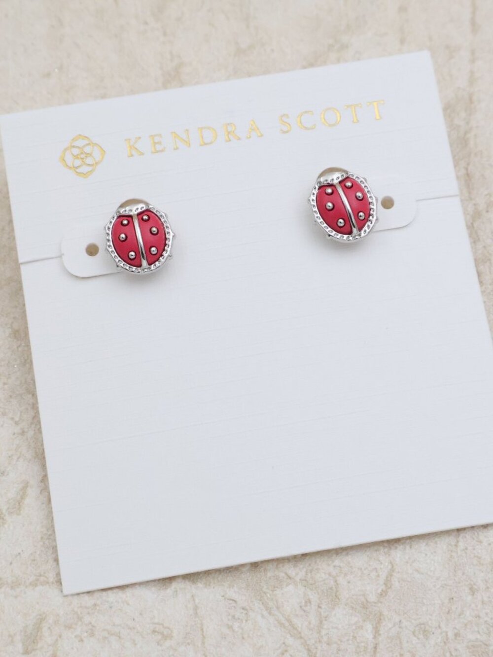 Kendra Scott Ladybug Red Vermillion Stud Earrings Silver